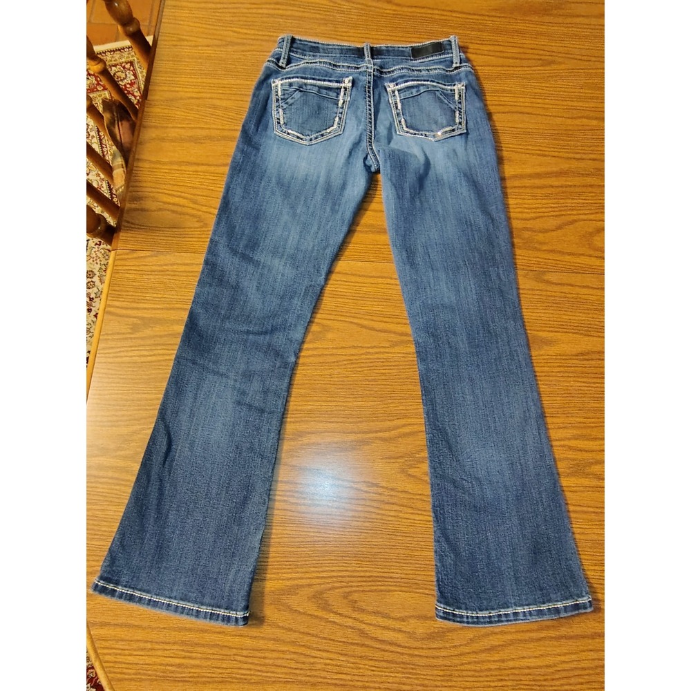 Daytrip Virgo Bootcut Jeans Womens 26R Medium Wash Rhinestone DBK3707 Blue - Picture 7 of 12